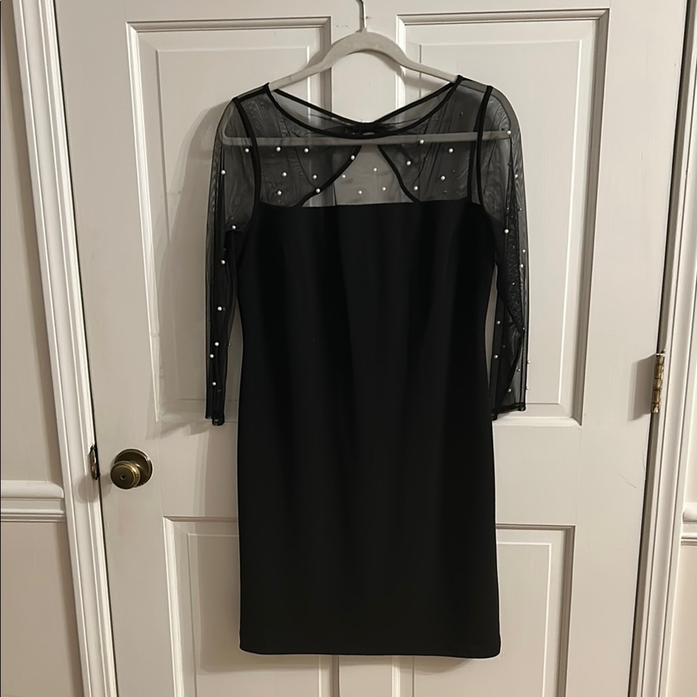 Karl Lagerfeld Black Long Sleeve Sheath Dress